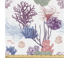 Romantik Parça Kumaş Detaylı Vintage Mercan ve Deniz Bitkileri