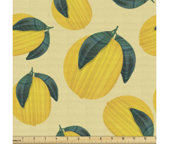 Modern Parça Kumaş Çizgiler ile Yapraklı Limonun Grafik Çizimi