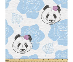 Floral Parça Kumaş Çiçekli Panda Desenli