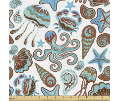 Deniz ve Okyanus Parça Kumaş Mavi Denizyıldızı