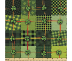 İrlanda Parça Kumaş Kültürel Soyut Yeşil Yonca Desenli