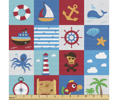Marina Parça Kumaş Denizcilik Malzeme Çizimli Duvar Kağıdı