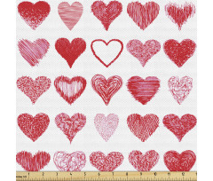 Aşk Parça Kumaş El Çizimi Karalama Detaylı Minik Kalp Figürleri