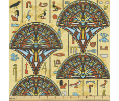 Mısır Parça Kumaş Antik Medeniyetin Süslemeli Hiyeroglifleri 