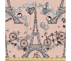 Eyfel Kulesi Parça Kumaş Tekrarlı Paris Simgesi Romantik Desen
