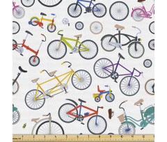 Gezinti Parça Kumaş Farklı Çeşitlerde Karikatürize Bisikletler