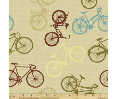 Sarı Parça Kumaş Tekrarlanan Dağınık Basit Bisiklet Çizimleri