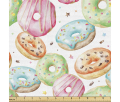 Donut Parça Kumaş Rengarenk Halkalı Çörekler Tekrarlı Model