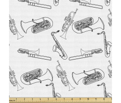 Müzik Parça Kumaş Sade Fon Üzerine Tek Renk Üflemeli Çalgılar 