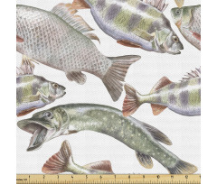 Canlı Parça Kumaş Tekrarlanmış Gerçekçi Üç Farklı Balık Deseni