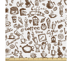Kafe Parça Kumaş Eskitilmiş Çizgilerle Yapılan Kahve Çeşitleri