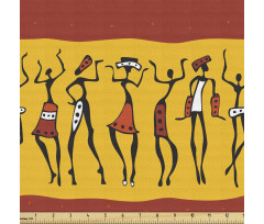 Folk Parça Kumaş Yatay Renkli Şerit Üzerinde Dans Eden Kadınlar
