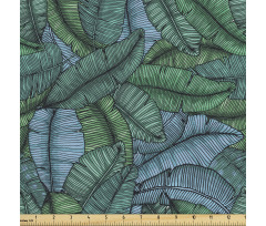 Bitkisel Parça Kumaş Pastel Tonlarda Tekrarlı Muz Yaprakları
