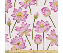 Çiçek Parça Kumaş Farklı Aşamalarda Lotus Çiçeği Çizimleri