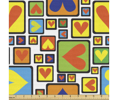 Geometrik Parça Kumaş Kare İçine Çizilmiş Kalp Desenli Poster