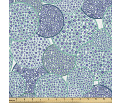 Geometrik Parça Kumaş Daire İçine Çizilmiş Çiçeklerden Oluşan