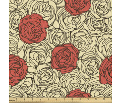 Bitki Parça Kumaş Elle Çizilmiş Güzel Kırmızı Çiçekli Poster