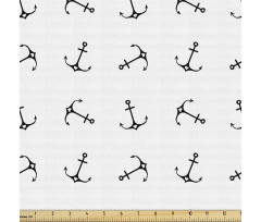 Denizcilik Parça Kumaş Düz Arka Planda Çapa Çizimi Örüntüsü