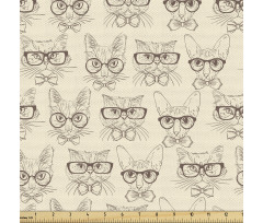 Hipster Parça Kumaş Gözlüklü Sevimli Farklı Kedi Kafaları Çizim