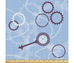 Mekanik Parça Kumaş Sade Tekrarlı Anahtarlı Çark Motifleri 