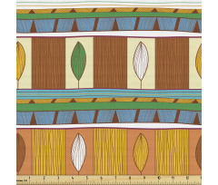 Bitki Parça Kumaş Çizgili Arka Plan Üzerine Yaprak Motifli Afiş