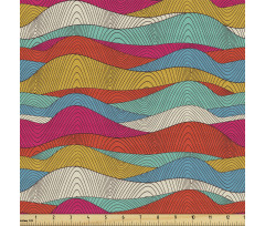 Soyut Parça Kumaş Rengarenk El Çizimi Dalgalı Tepeler Desenli