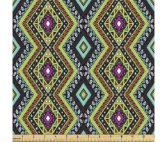 Geometrik Parça Kumaş Tribal Şekilli Rengarenk Kilim Desenli