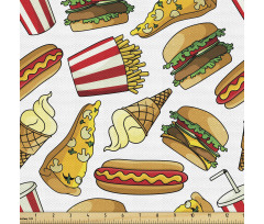 Fast Food Parça Kumaş Tekrarlanmış Yiyecek ve Tatlı Emojileri