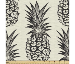 Meyve Parça Kumaş Karalama Detaylı Ananas Çizimli Kompozisyon