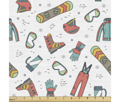 Sezon Parça Kumaş Karikatür Çizimli Kayak Malzemeleri Görseli