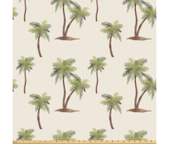 Egzotik Mikrofiber Parça Kumaş Sade Fon Üzerindeki Palmiye Ağacı Desenli