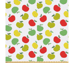 Meyve Mikrofiber Parça Kumaş Sık Tekrarlanmış Sarı Yeşil ve Kırmızı Elma
