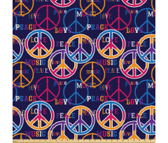 Hippi Mikrofiber Parça Kumaş Sevgi Barış Müzik Yazılı Tekrarlı Semboller