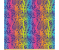 Gökkuşağı Mikrofiber Parça Kumaş Ton Geçişli Dalgalı Çizgili Modern Desen