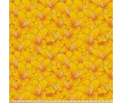Floral Mikrofiber Parça Kumaş Lilyum Çiçekleri Desenli