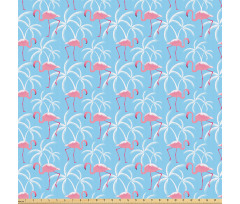 Tropik Mikrofiber Parça Kumaş Yaz Temasında Flamingolar ve Palmiyeler