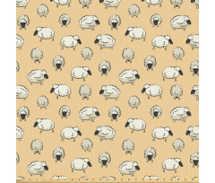 Hayvan Mikrofiber Parça Kumaş Minimal Pofuduk Koyunlar Karikatür Çizimi