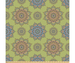Oryantal Mikrofiber Parça Kumaş Mandala Tasarım Çiçekli Mozaik Tasarım