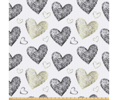 Sevgililer Günü Mikrofiber Parça Kumaş El Çizimi Karalama Kalp Motifleri