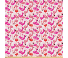 Hayvan Mikrofiber Parça Kumaş Pembe ve Nar Çiçeği Renginde Flamingolar