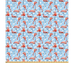 Tropikal Mikrofiber Parça Kumaş Flamingolar ve Tribal Motifli Arka Plan