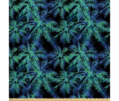 Tropikal Mikrofiber Parça Kumaş Tekrarlı Palmiye Ağacı Yaprakları Çizimi