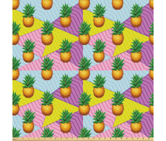 Rengarenk Mikrofiber Parça Kumaş Yaz Temasında Geometrik Arka Plan Ananas