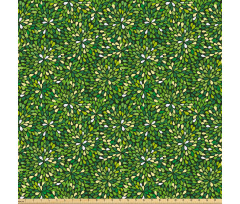 Floral Mikrofiber Parça Kumaş Soyut Küçük Yeşil Yaprak Desenli