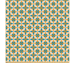 Geometrik Mikrofiber Parça Kumaş Geometrik Sarı Mavi