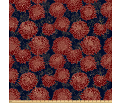 Floral Mikrofiber Parça Kumaş Kırmızı Çiçekler Desenli