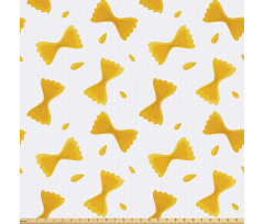 Yiyecek Mikrofiber Parça Kumaş Beyaz Fon Üzerinde Sarı Makarna Desenli