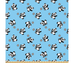 Panda Mikrofiber Parça Kumaş Futbol Topu ile Oynayan Çin Ayısı Tekrarlı