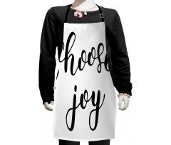 Monochrome Happy Wording Kids Apron