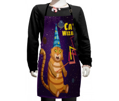 Cat Wizard Funny Cartoon Kids Apron